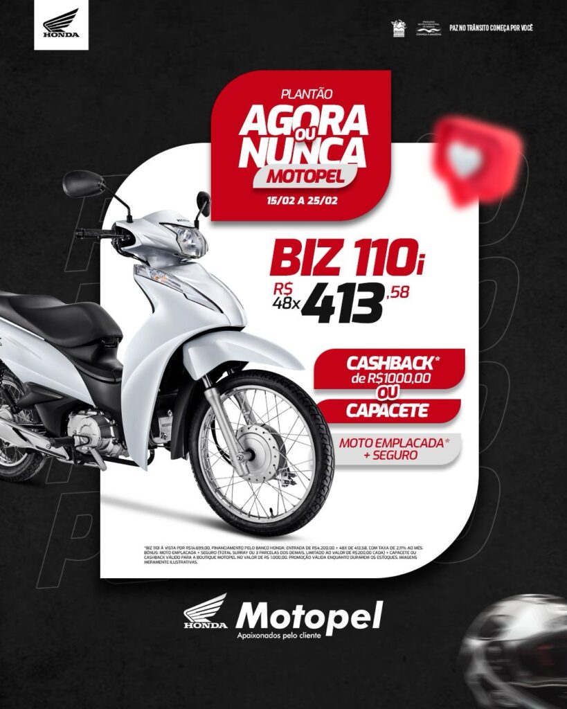 plantao agora ou nunca biz 110 - Moto Honda Motopel